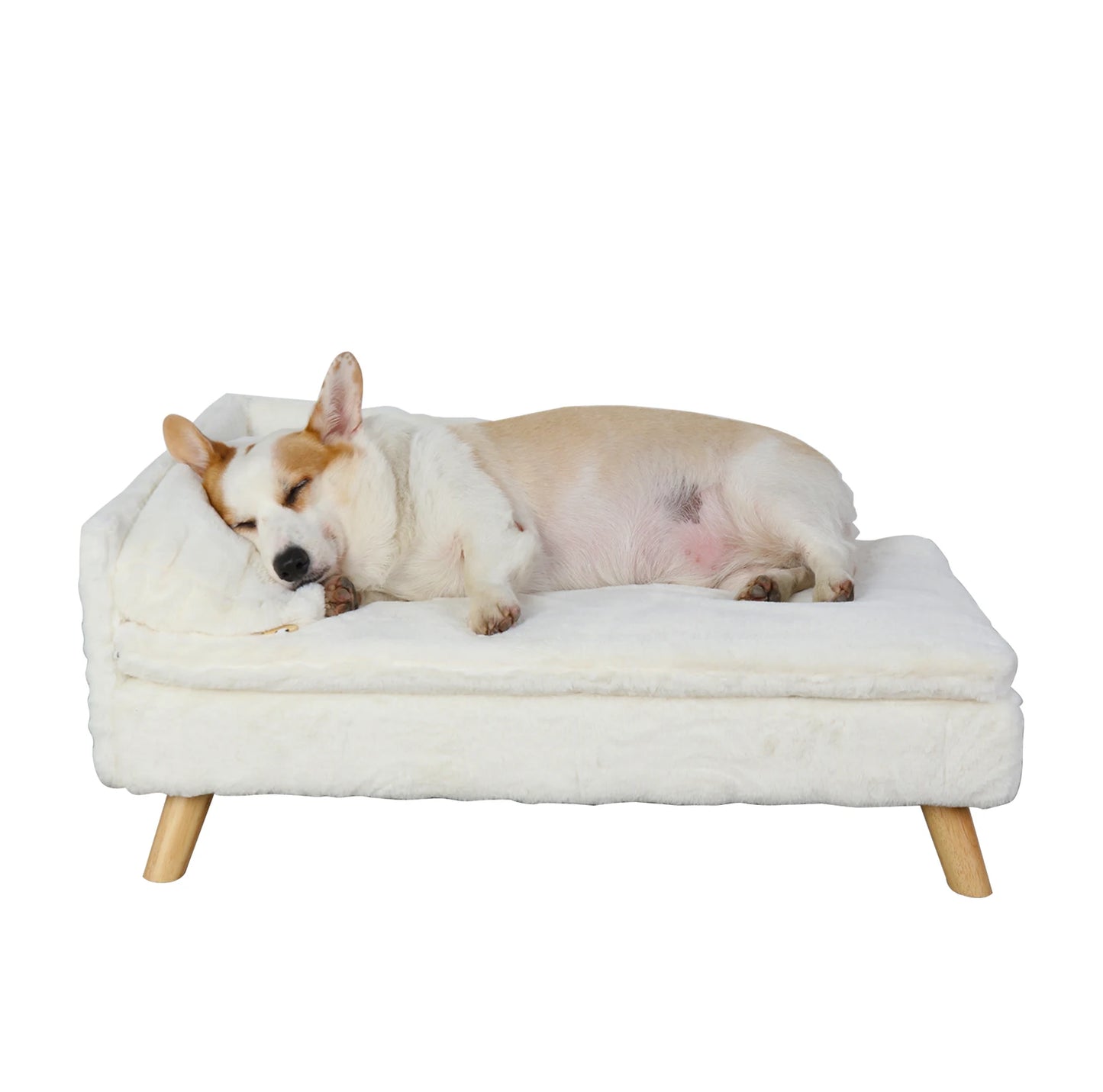 BINGOPAWCN Elevated Pet Bed With Waterproof Cozy Pad And Wood Legs