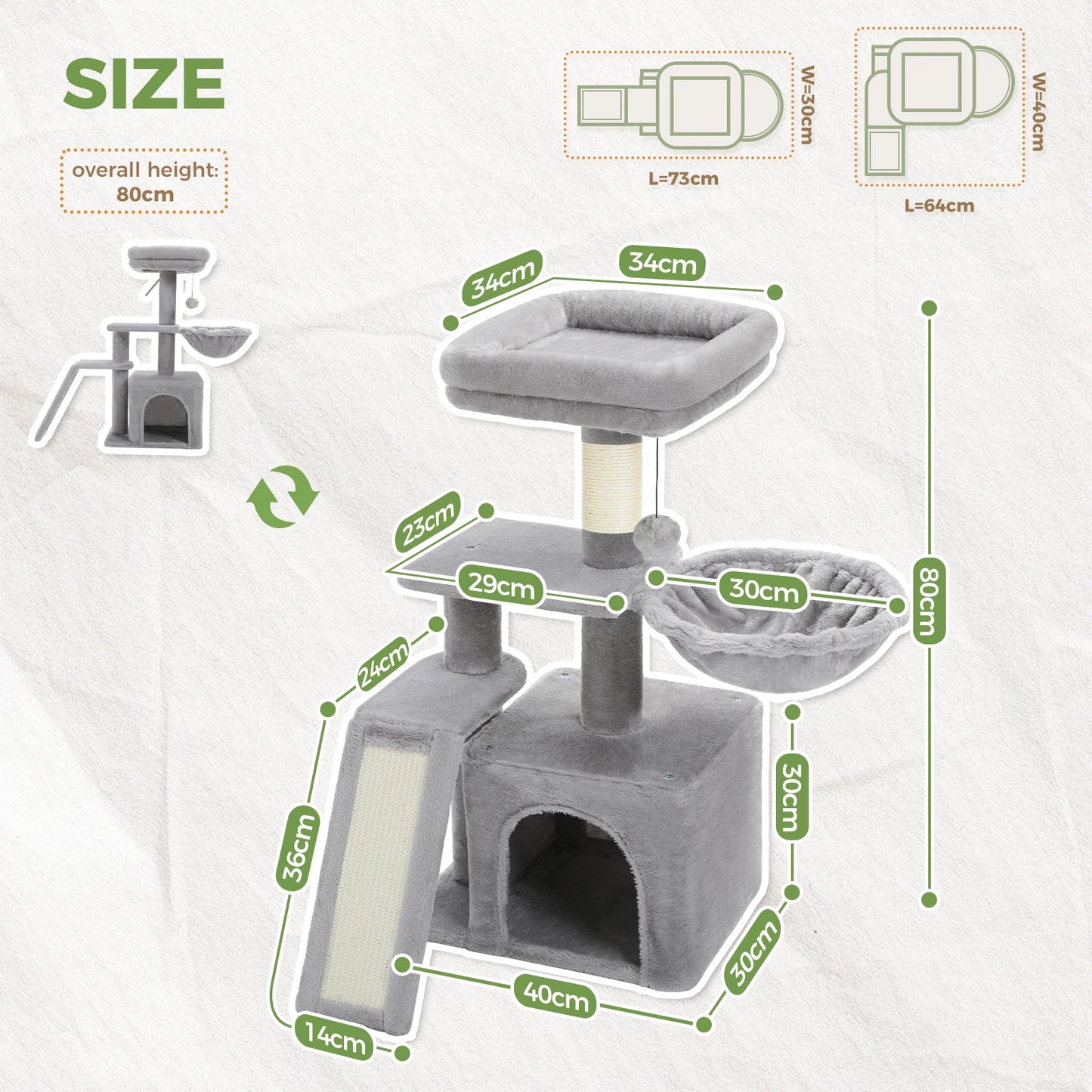 PAWZ Road Cat Tree Tower Indoor Cats Three Layer Premium