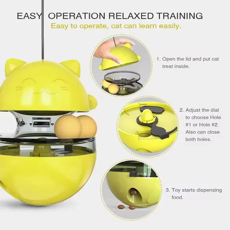 Cat Teasing Roller Snack Dispenser Toy for Training