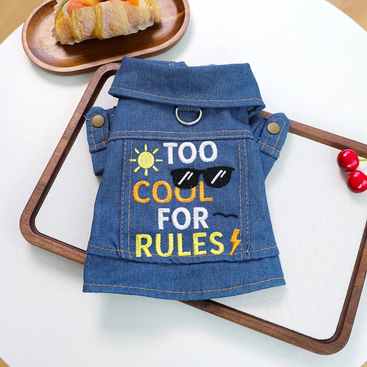 Shanghai Denim Jacket For Dogs Letter Print Cozy Pet Wear