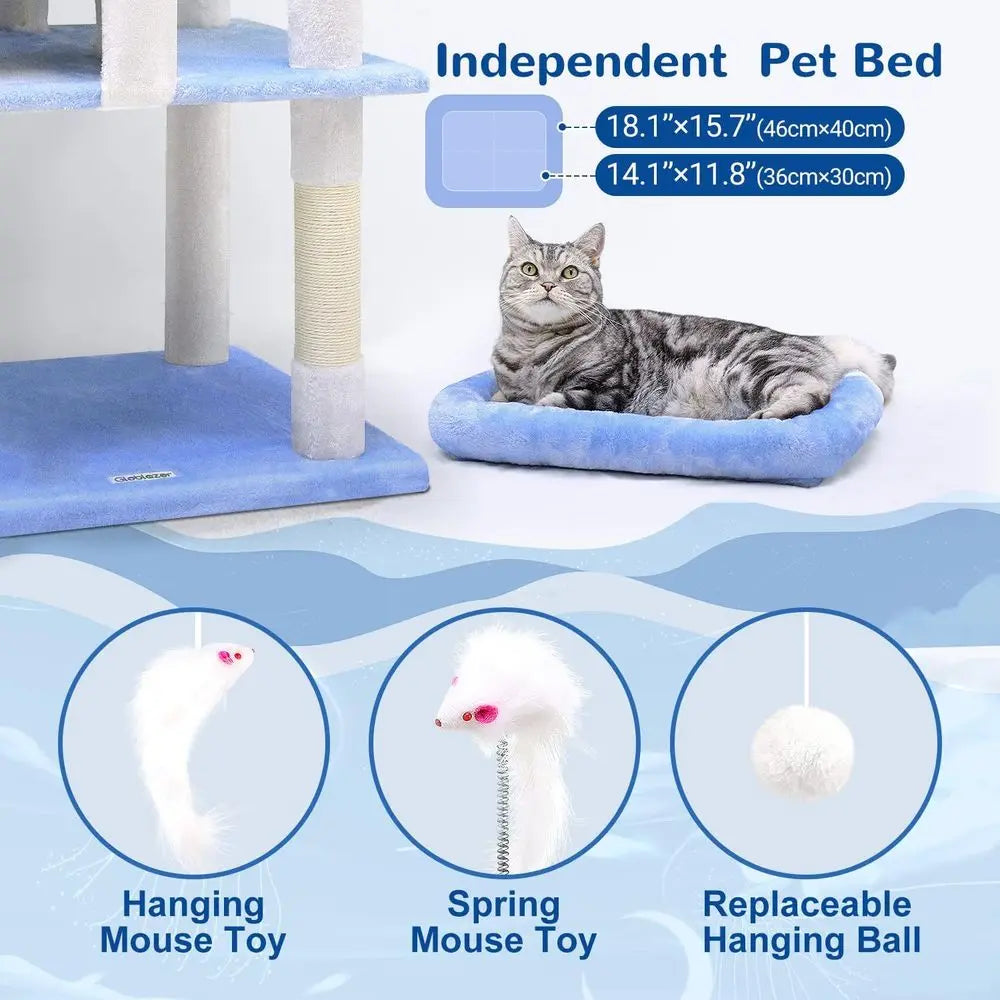 Cat Tree With Six Posts And Hammock For Heavy Cats