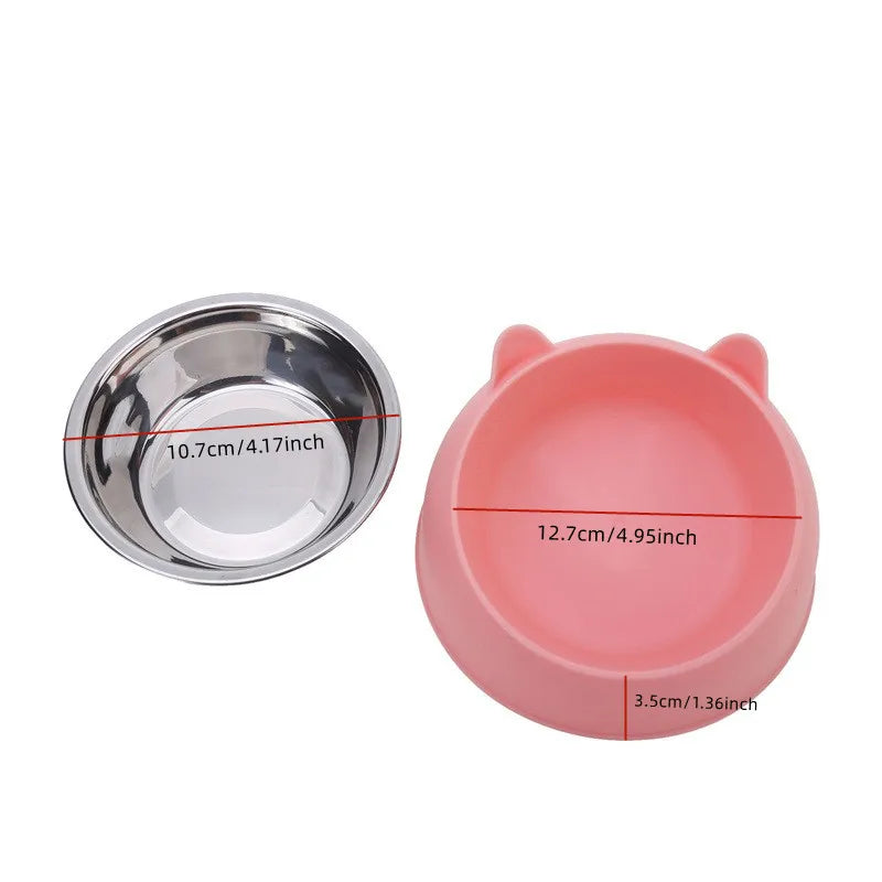 Creative Inclined Stainless Steel Cat Food And Water Feeder For Puppies