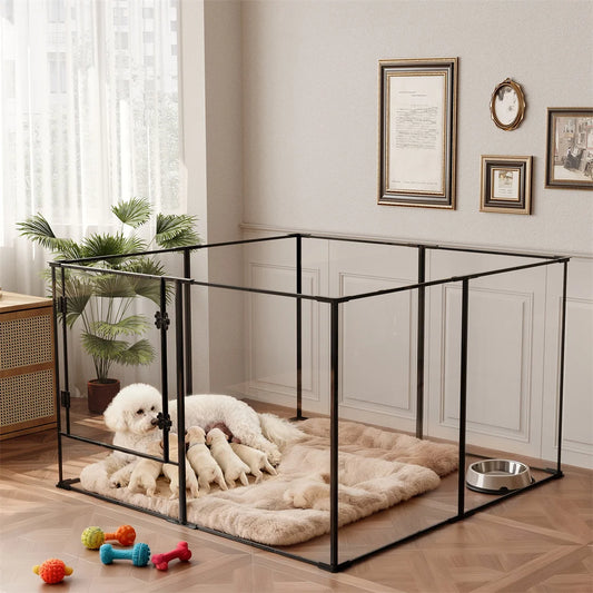 Bingopaw Acrylic 8 Panels Dog Playpen Indoor Exercise Fence