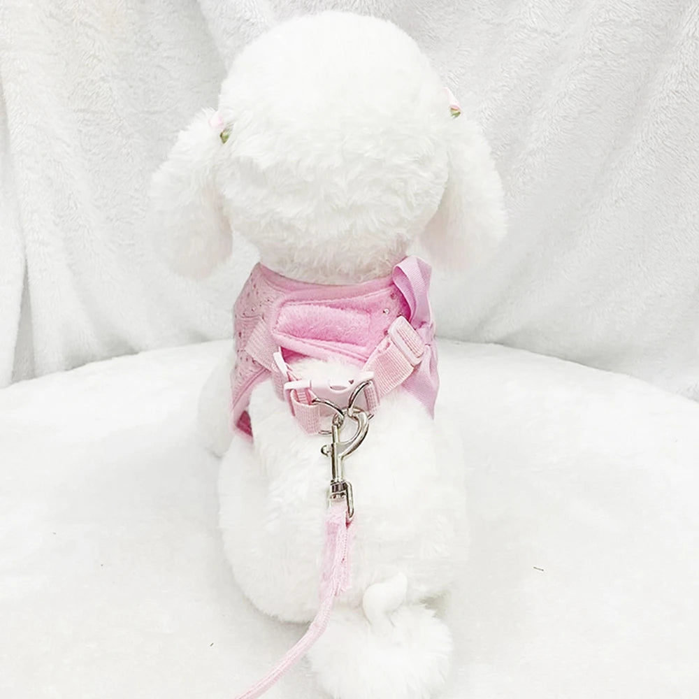 NONECN Rhinestone Adjustable Pet Harness Vest For Cats And Dogs