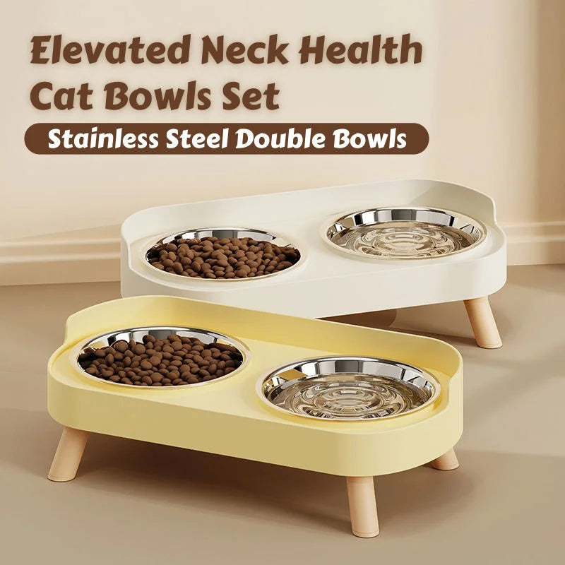 Colorful Elevated Dog Feeder With Dual Stainless Steel Bowls