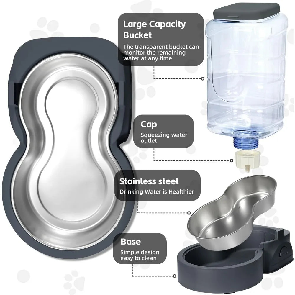 Automatic Cat Feeder And Water Dispenser With Stainless Steel Bowl