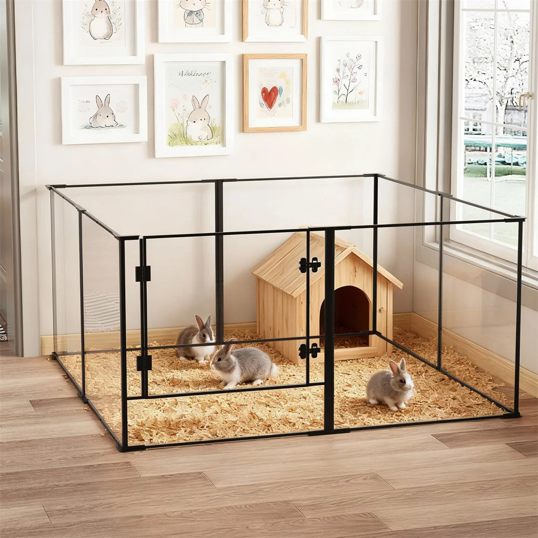 Bingopaw Acrylic 8 Panels Dog Playpen Indoor Exercise Fence