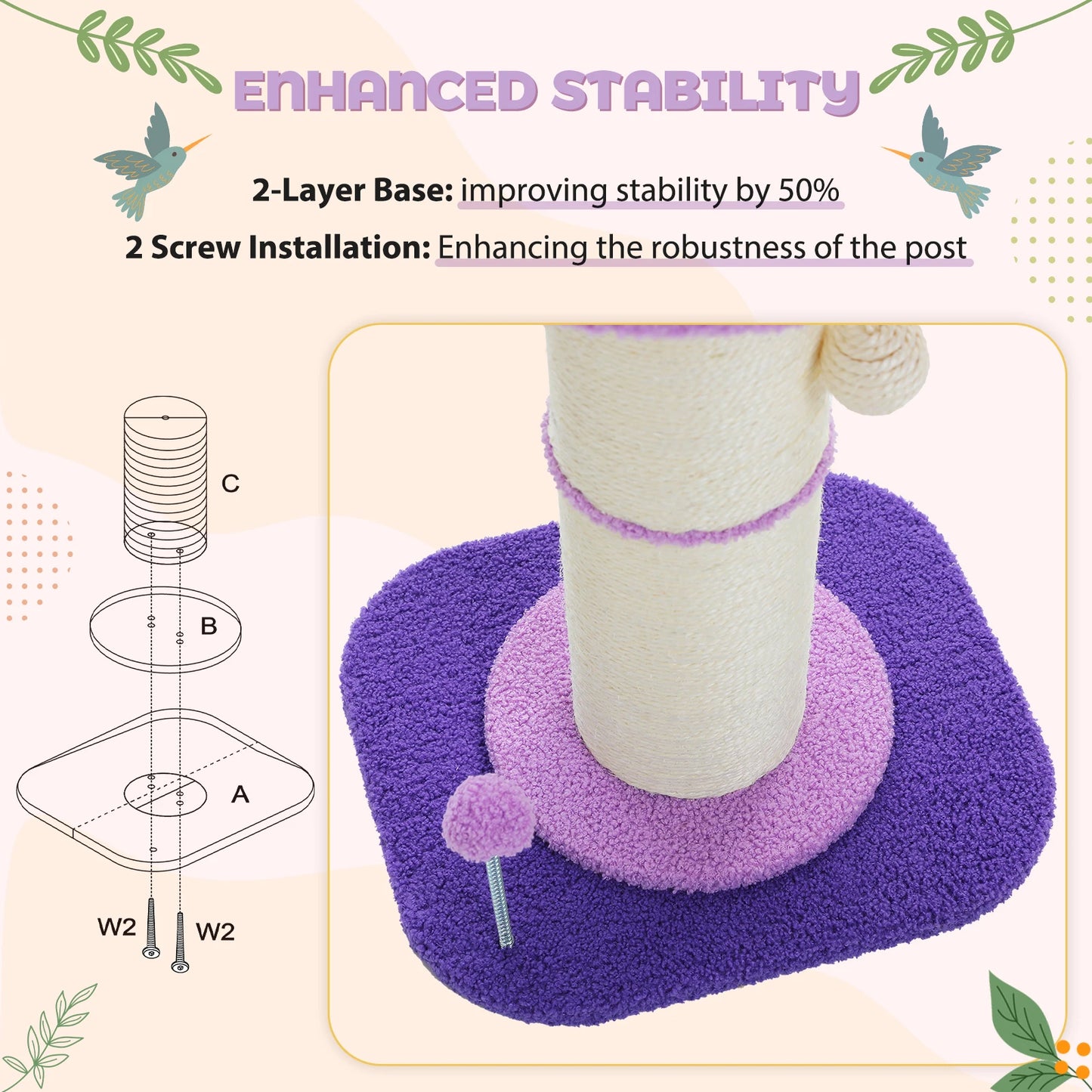 PEQULTICN Flower Cat Scratching Post Small Cat Tree Tower