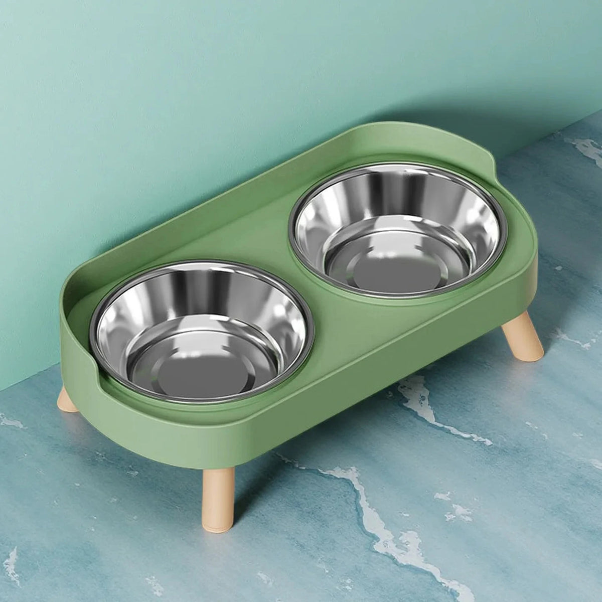 Colorful Elevated Dog Feeder With Dual Stainless Steel Bowls