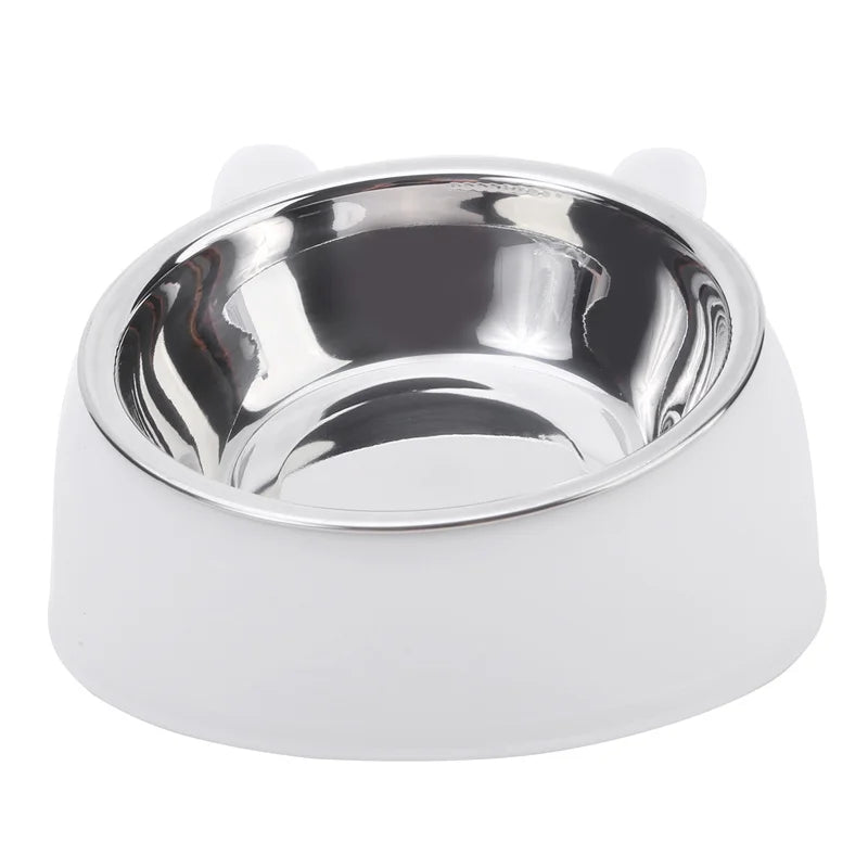 Creative Inclined Stainless Steel Cat Food And Water Feeder For Puppies