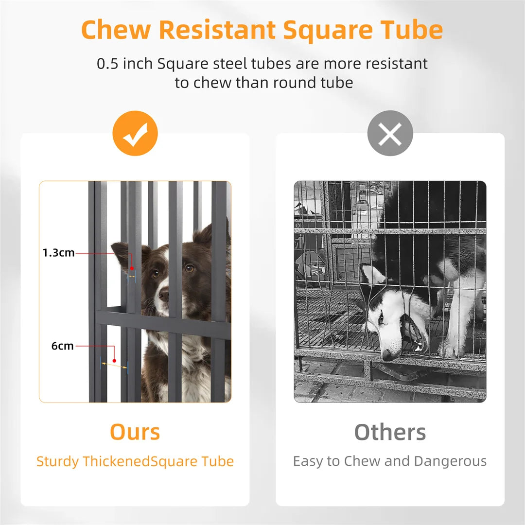 BINGOPAW Heavy Duty Mobile Dog Crate Cage With 3 Doors