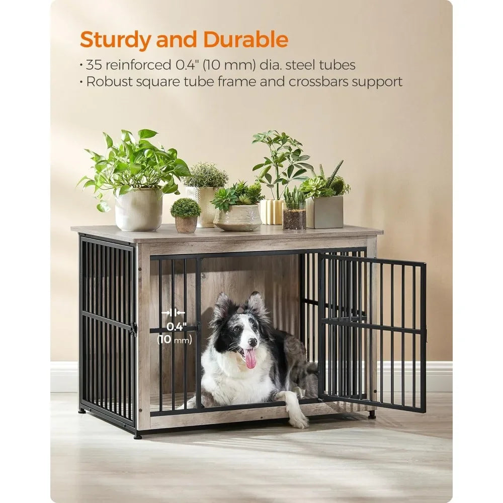 Hign-concerned Heavy Duty Dog Crate Furniture Double Door