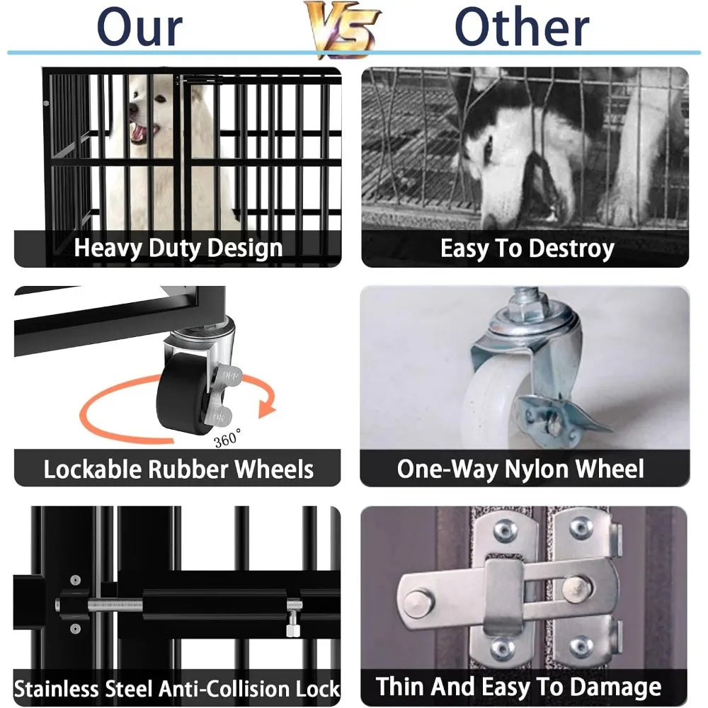 RBX Heavy Duty Rugged Dog Crate With Lockable Wheels