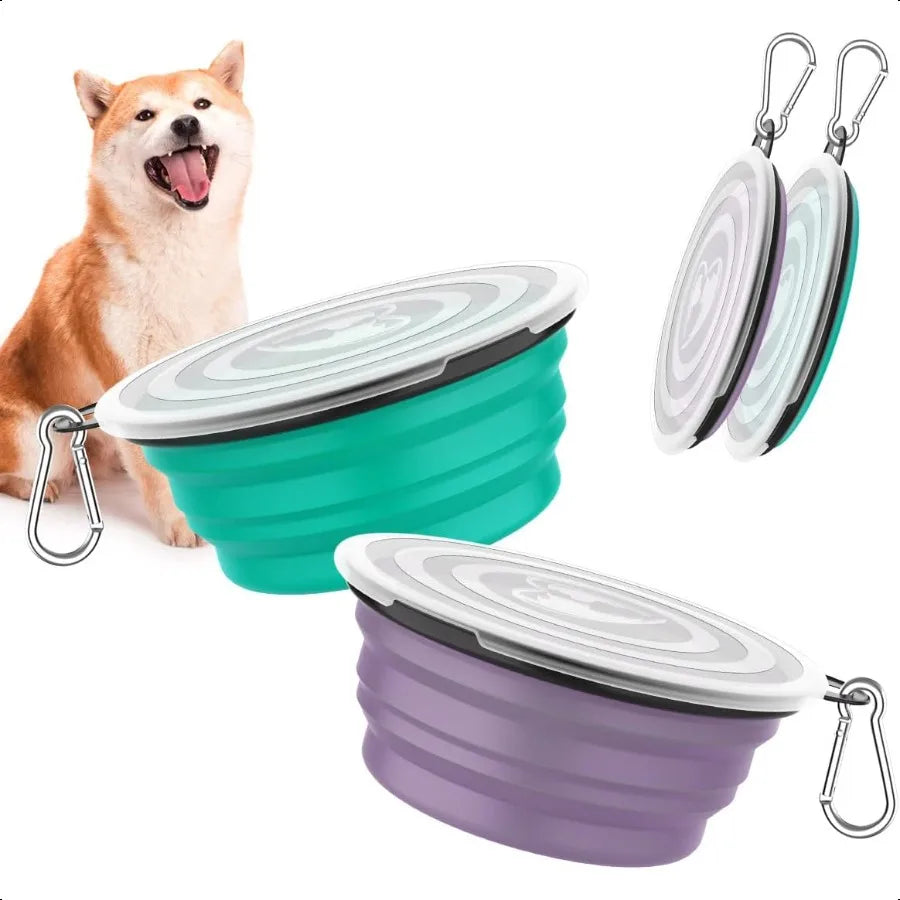Hign-concerned Collapsible Silicone Dog Bowls Carabiners