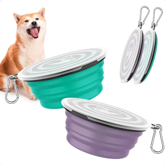 Hign-concerned Collapsible Silicone Dog Bowls Carabiners