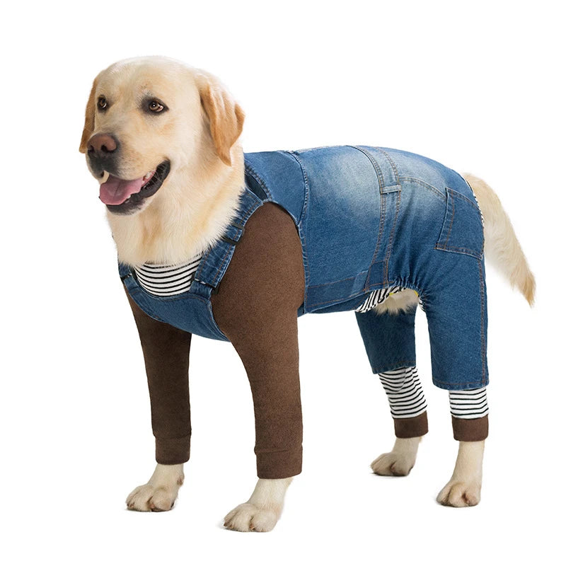 Denim Overalls For Dogs Adjustable Reflective Straps