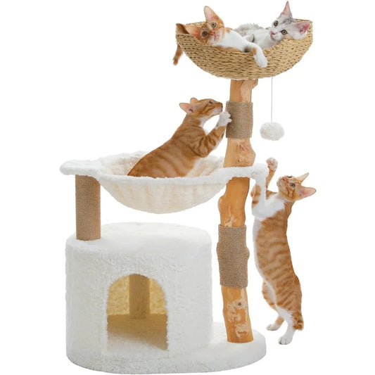 ZHIYONGB Modern Cat Tree With Natural Wood Scratching Post