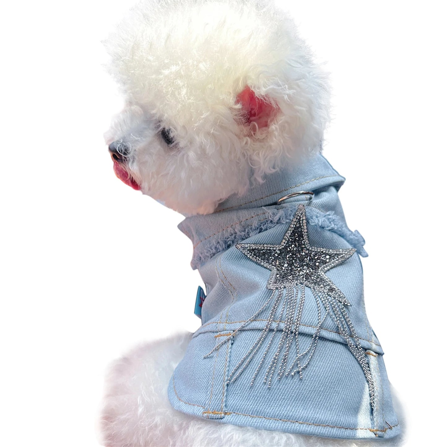 Guangdong Pet Denim Jacket Vest Costume For Dogs Cosplay