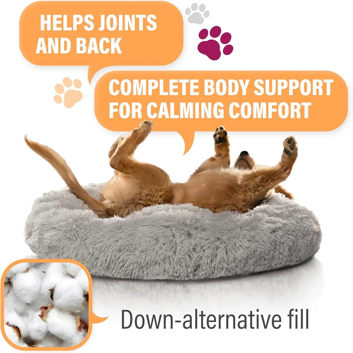 Calming Plush Donut Pet Bed With Removable Cover For Pets