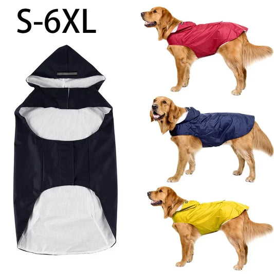 Dog Raincoat Waterproof Hoodie Jacket With Reflective Stripe