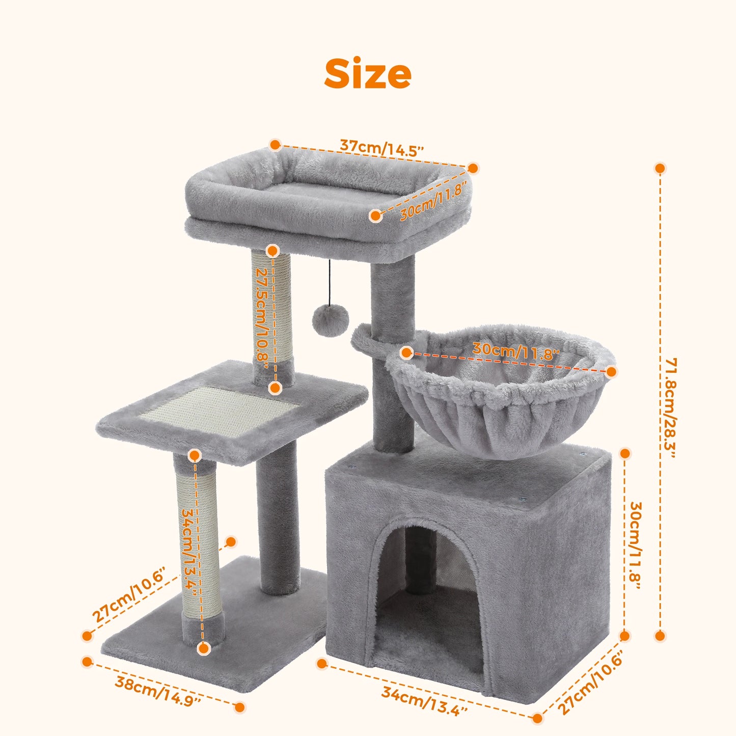 PAWZ Road Cat Tree Tower Indoor Cats Three Layer Premium
