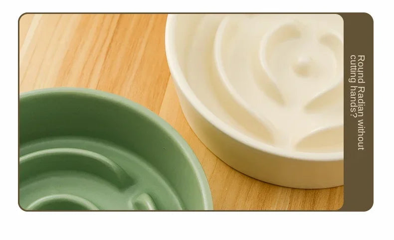 Ceramic Pet Slow Feeder Bowl For Cats And Small Dogs