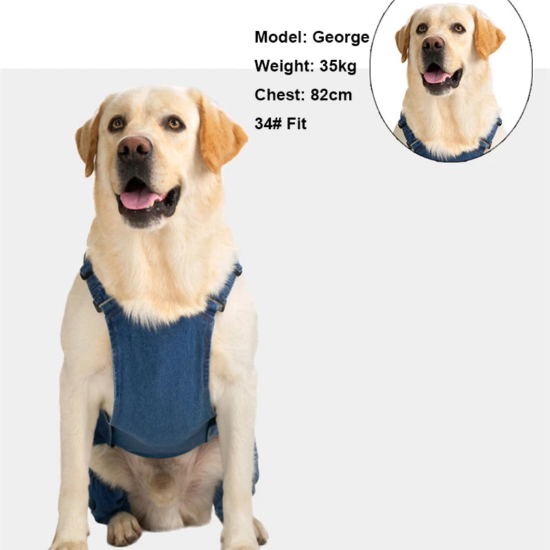 Denim Overalls For Dogs Adjustable Reflective Straps