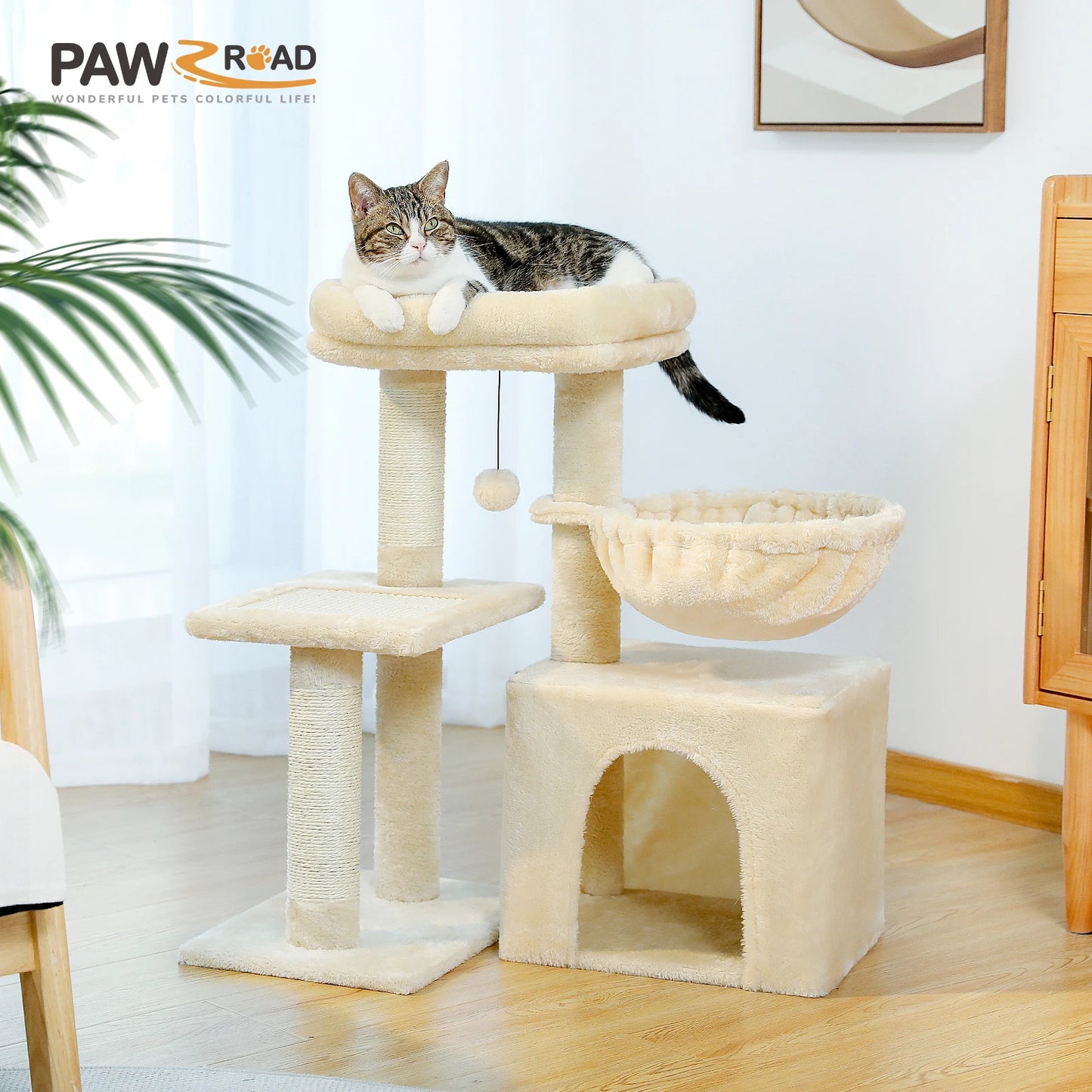 PAWZ Road Cat Tree Tower Indoor Cats Three Layer Premium