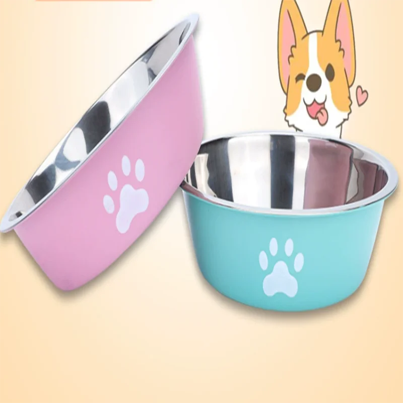 Large Capacity Stainless Steel Dog Food Bowl Anti Knock