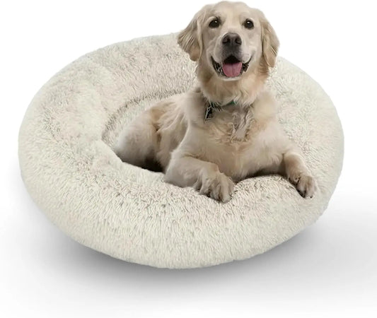 Calming Plush Donut Pet Bed With Removable Cover For Pets