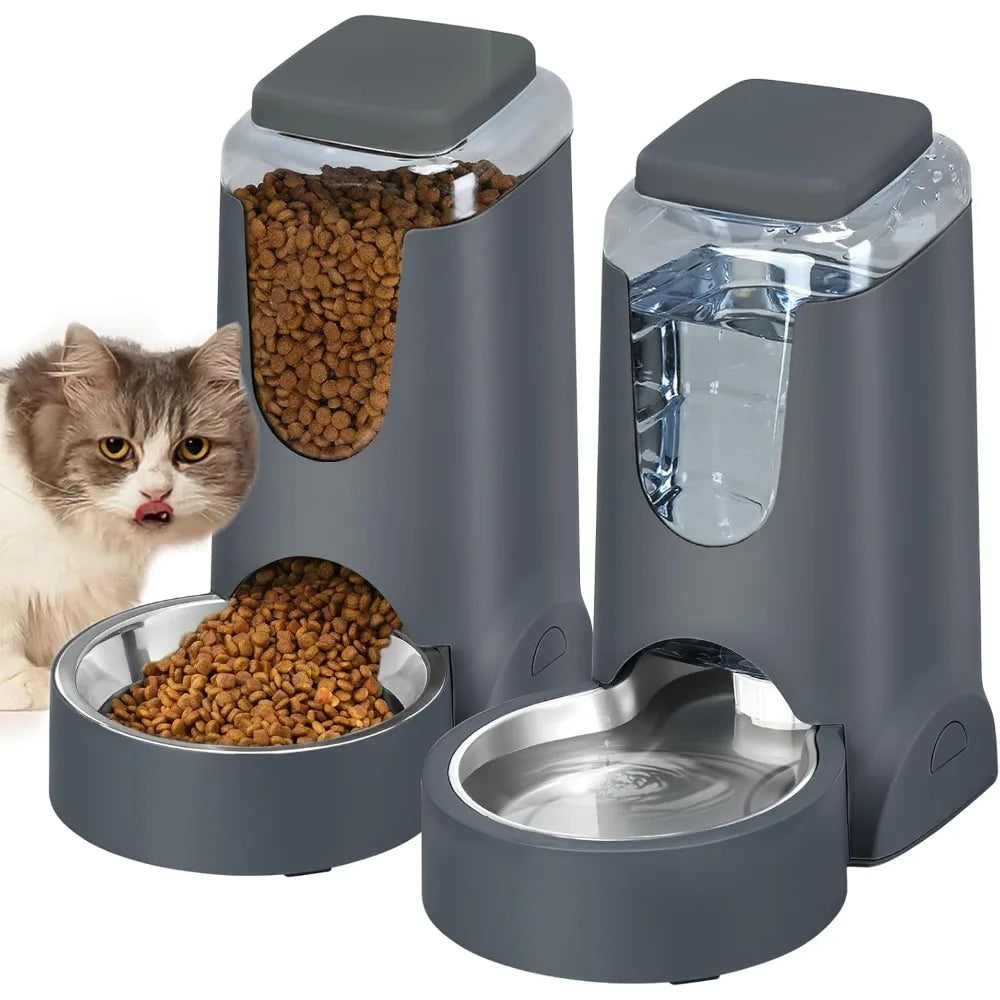 Automatic Cat Feeder And Water Dispenser With Stainless Steel Bowl