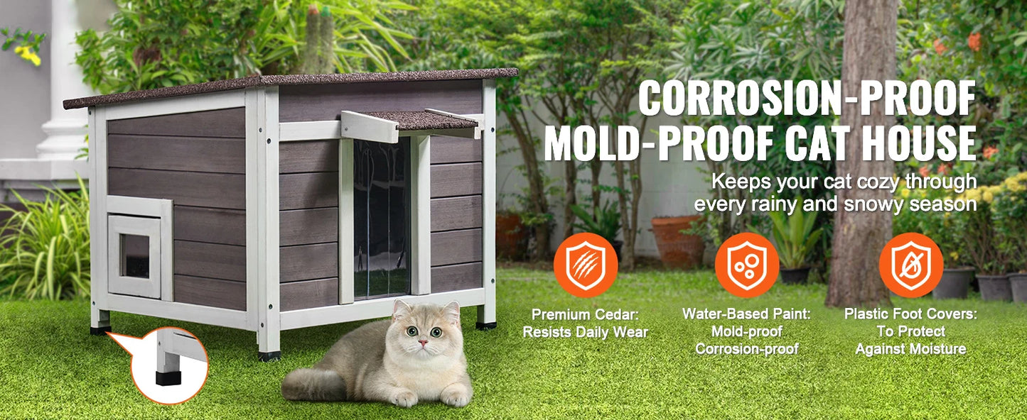 SucceBuy Outdoor Cat House Weatherproof Feral Shelter