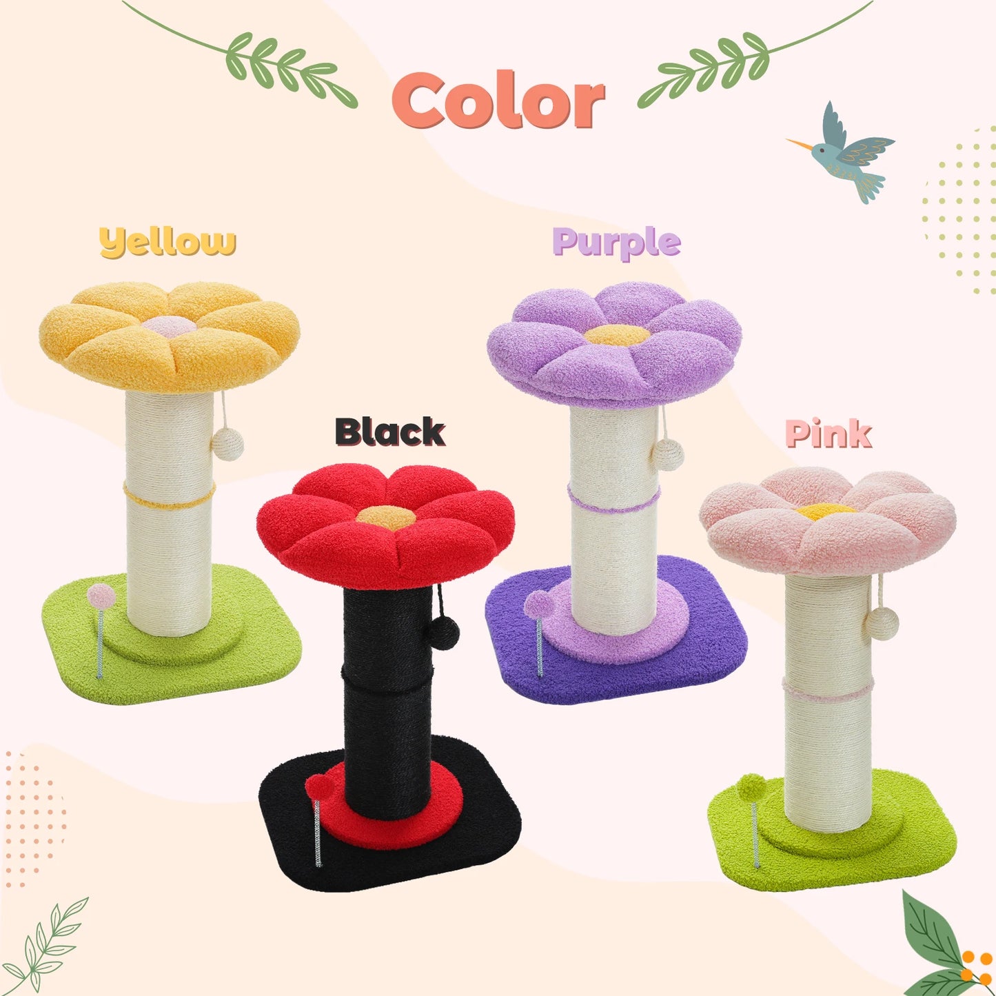 PEQULTICN Flower Cat Scratching Post Small Cat Tree Tower