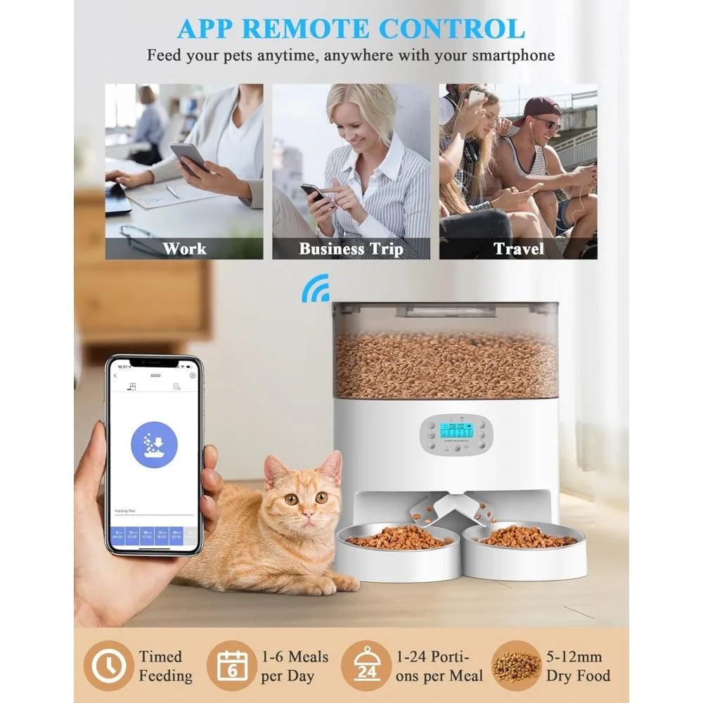 Automatic Cat Feeder With 2 4G WiFi Timed Pet Dispenser