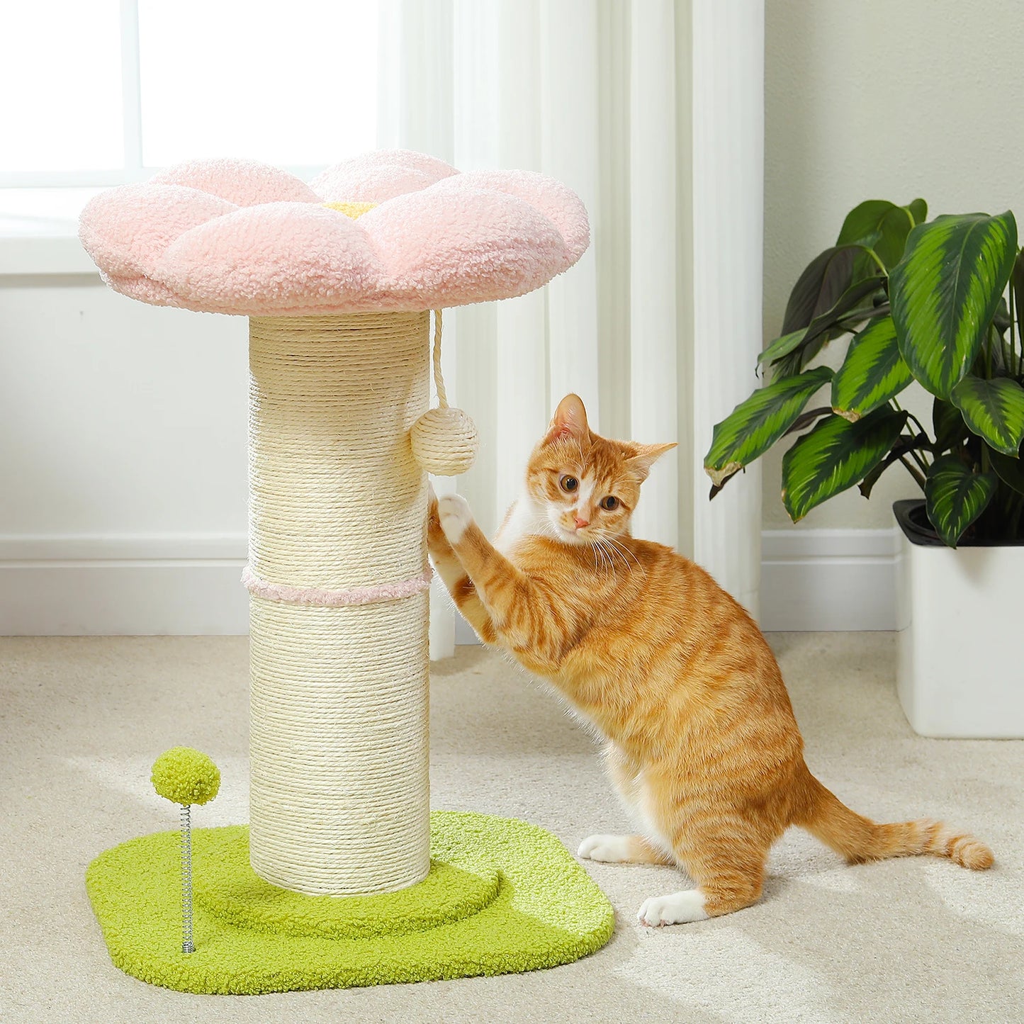 PEQULTICN Flower Cat Scratching Post Small Cat Tree Tower