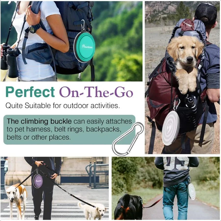 Hign-concerned Collapsible Silicone Dog Bowls Carabiners