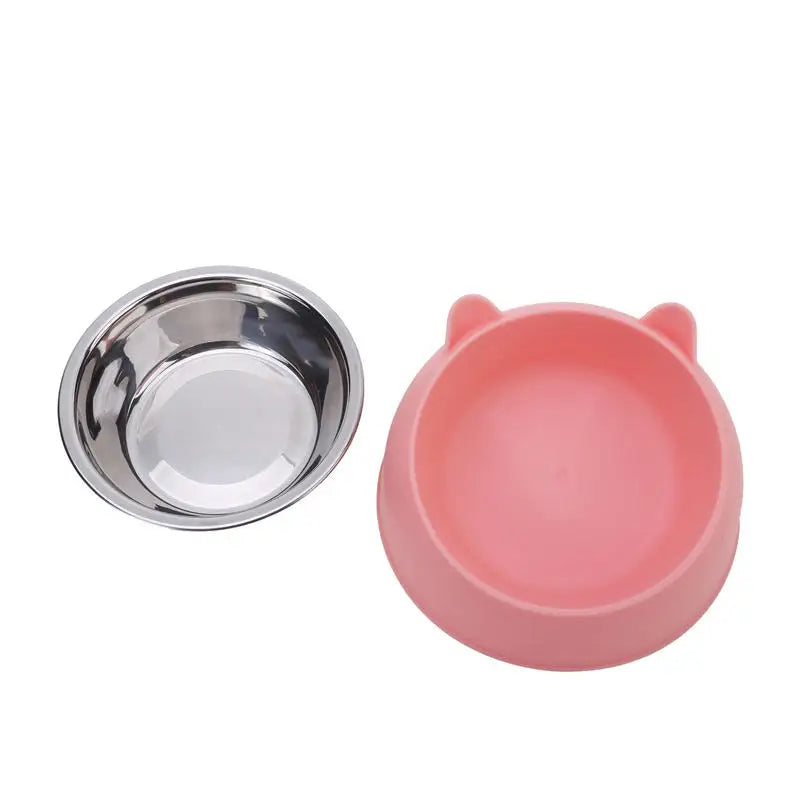 Creative Inclined Stainless Steel Cat Food And Water Feeder For Puppies
