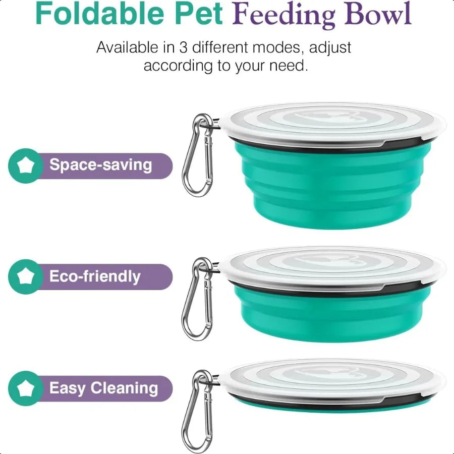 Hign-concerned Collapsible Silicone Dog Bowls Carabiners