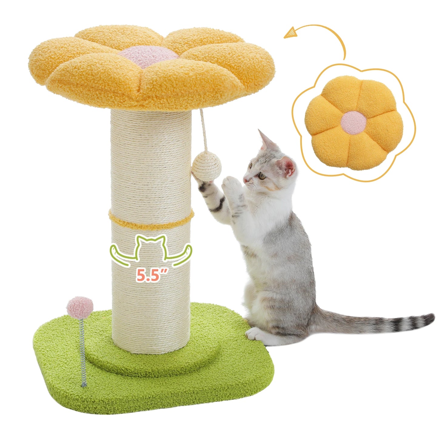 PEQULTICN Flower Cat Scratching Post Small Cat Tree Tower