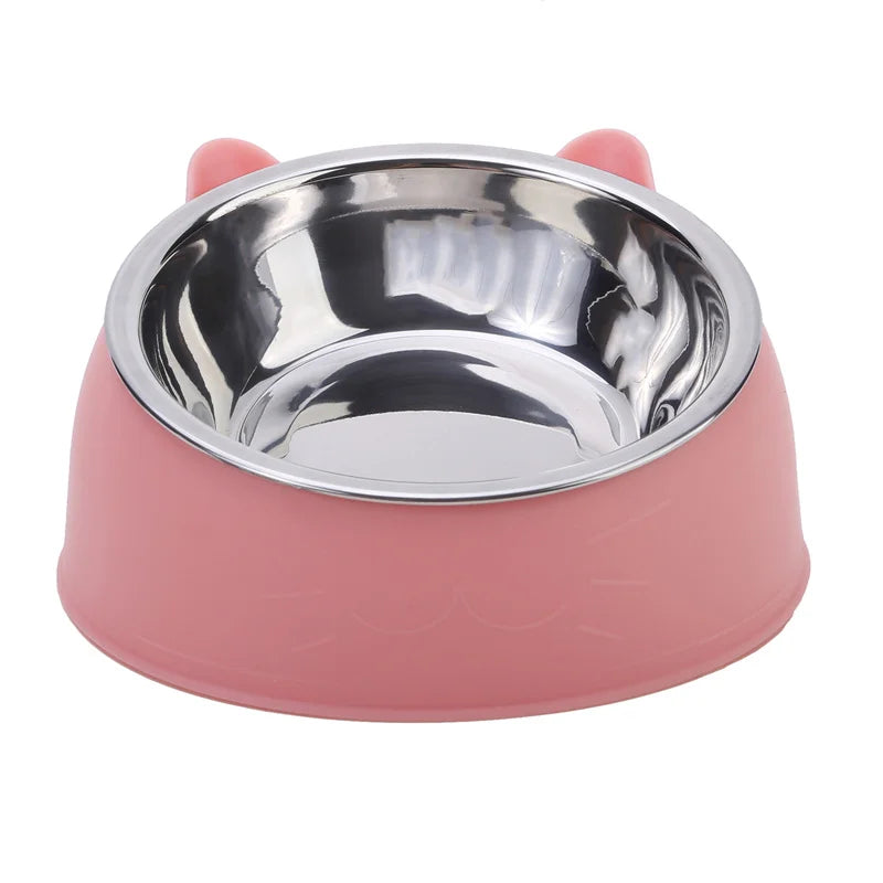 Creative Inclined Stainless Steel Cat Food And Water Feeder For Puppies