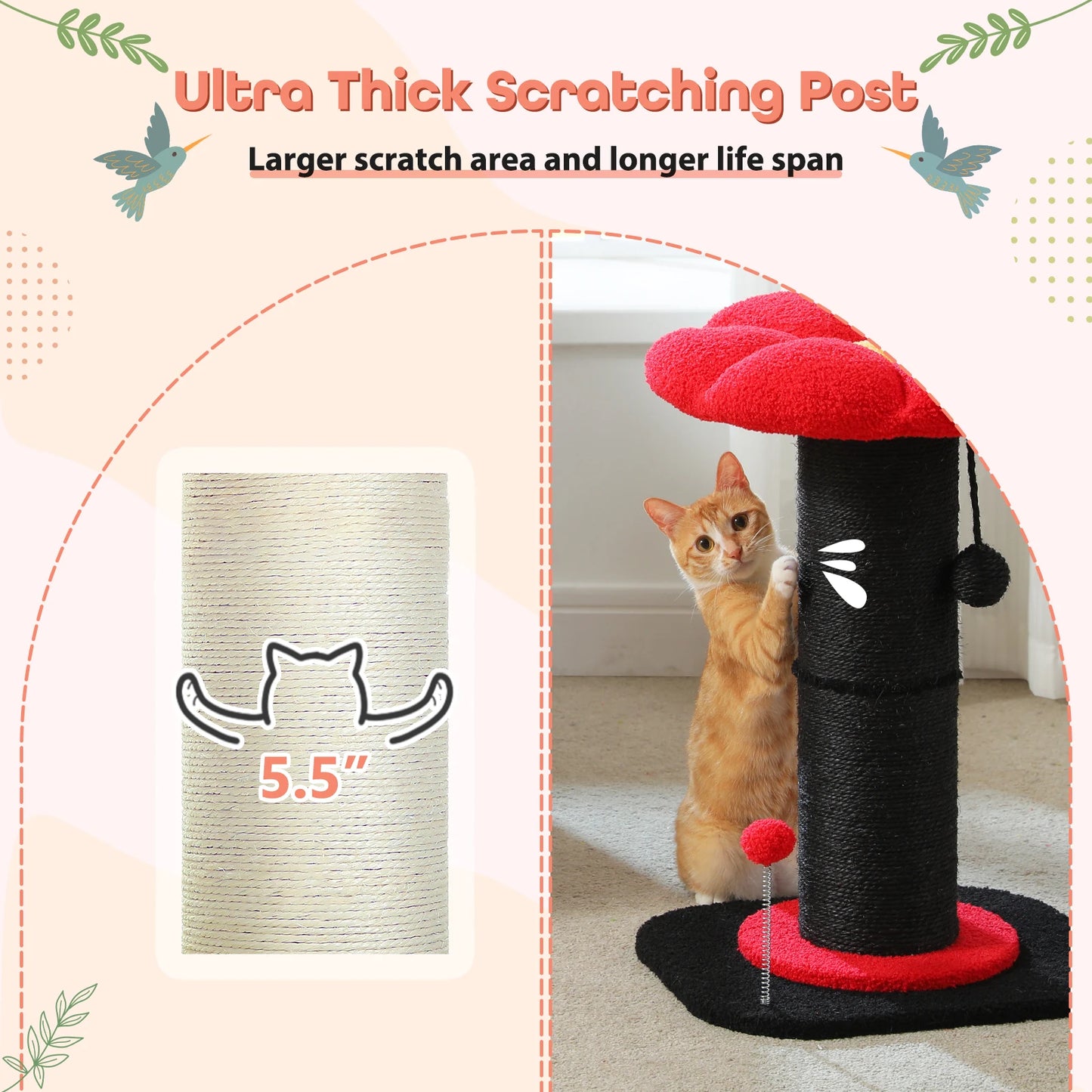 PEQULTICN Flower Cat Scratching Post Small Cat Tree Tower