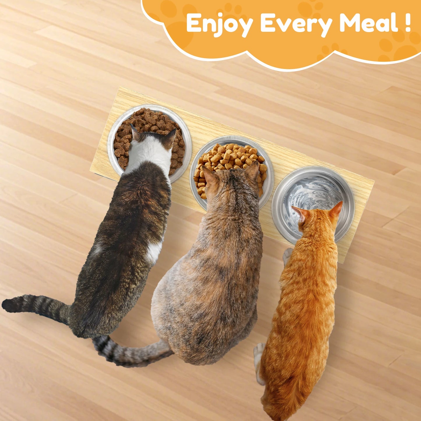 Choice Elevated Cat Bowl Stand Tilted Wood With Bowls