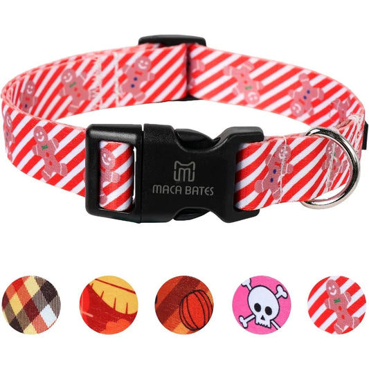 Maca Bates Christmas Dog Collar Stripe For Pups Chihuahua Pitbull