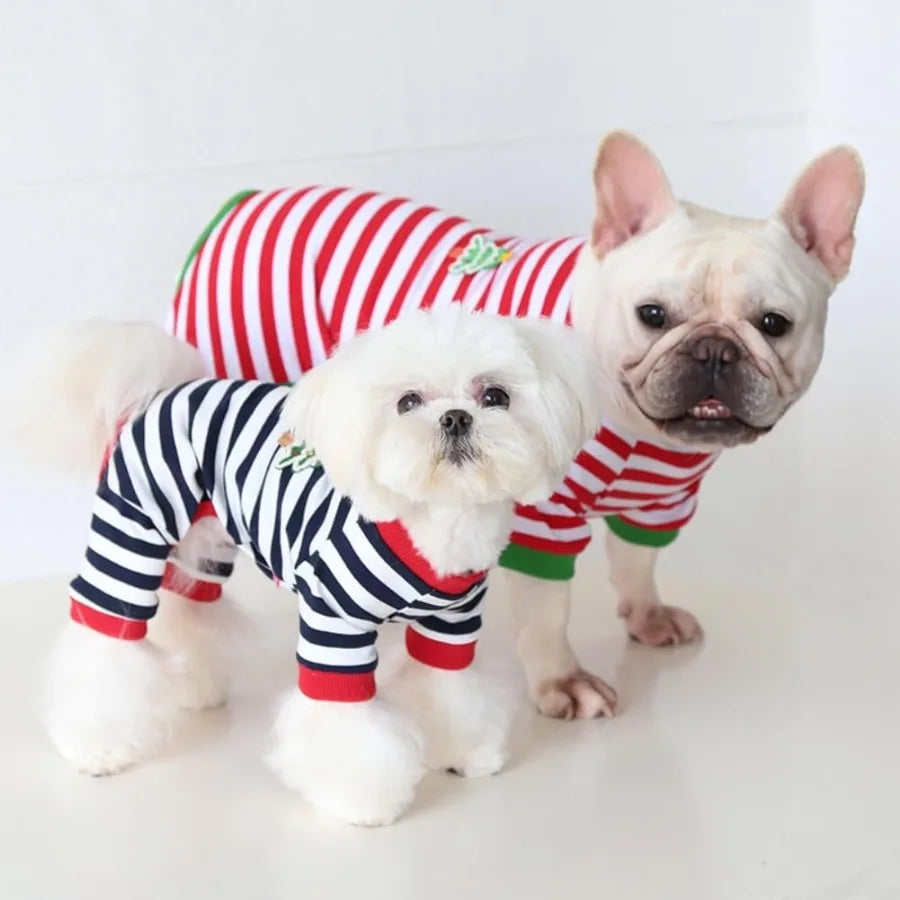 Guangdong Soft Cotton Dog Pajamas All Seasons Striped Jumpsuit