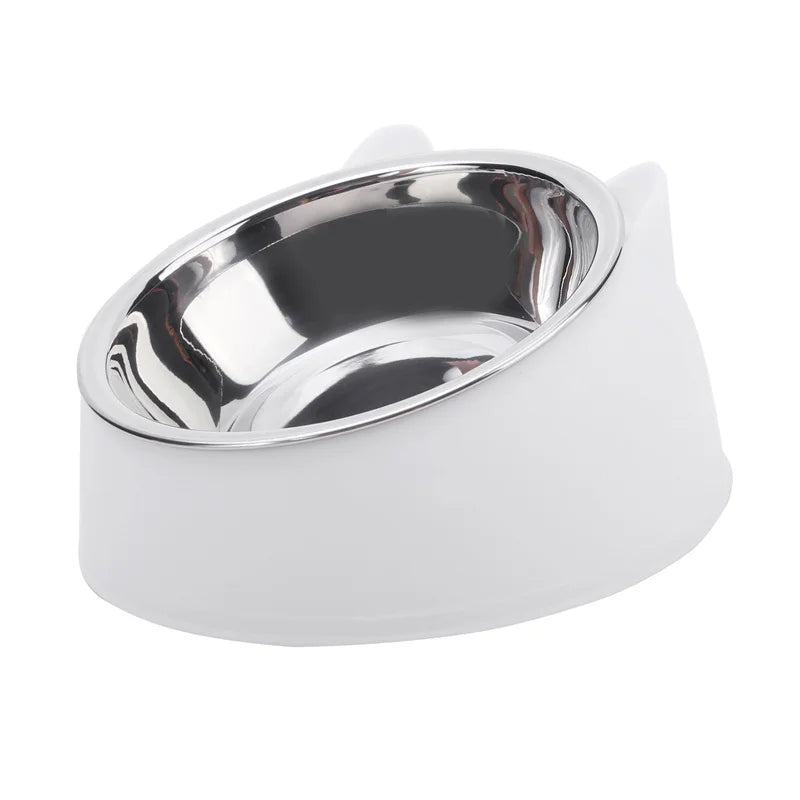Creative Inclined Stainless Steel Cat Food And Water Feeder For Puppies