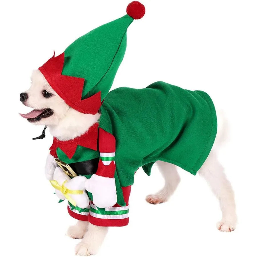 High Concerned Chemical Dog Cat Christmas Elf Costume With Hat