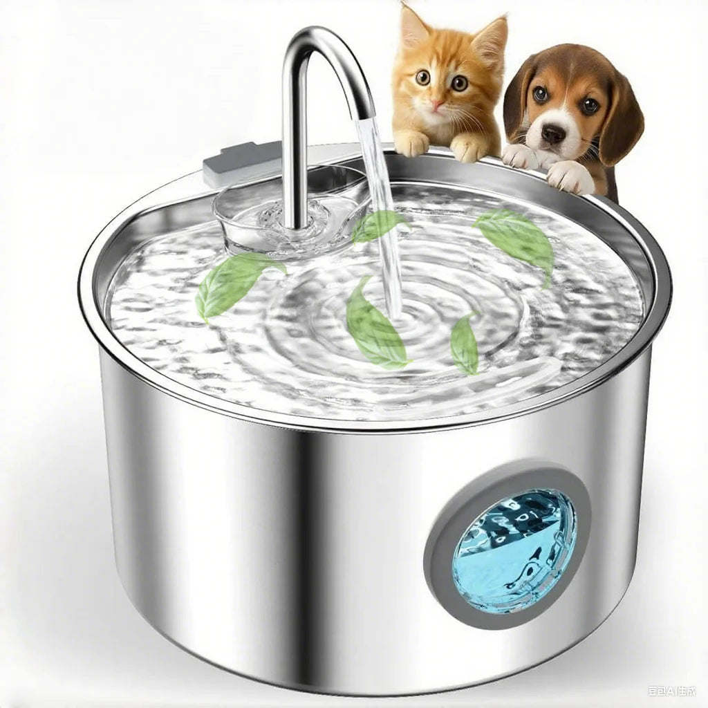 OPETH Stainless Steel Cat Water Fountain Auto Dispenser With Replaceable Filters