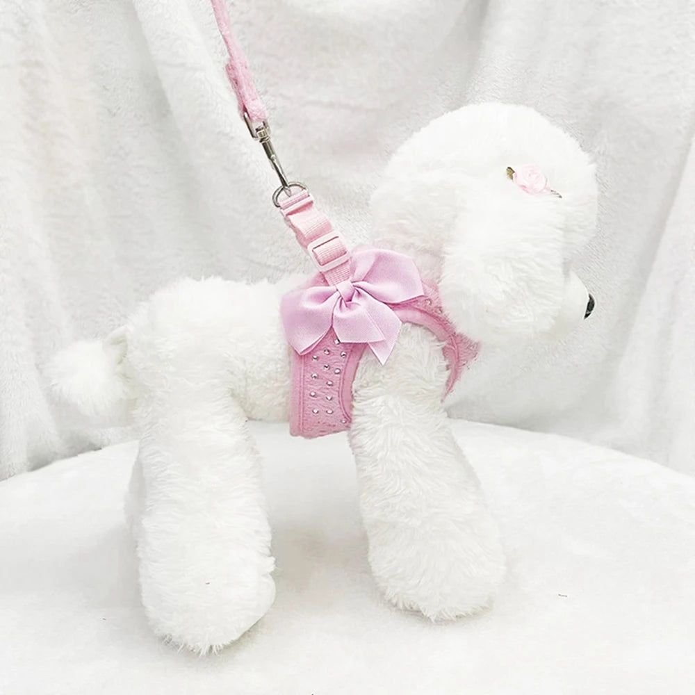 NONECN Rhinestone Adjustable Pet Harness Vest For Cats And Dogs