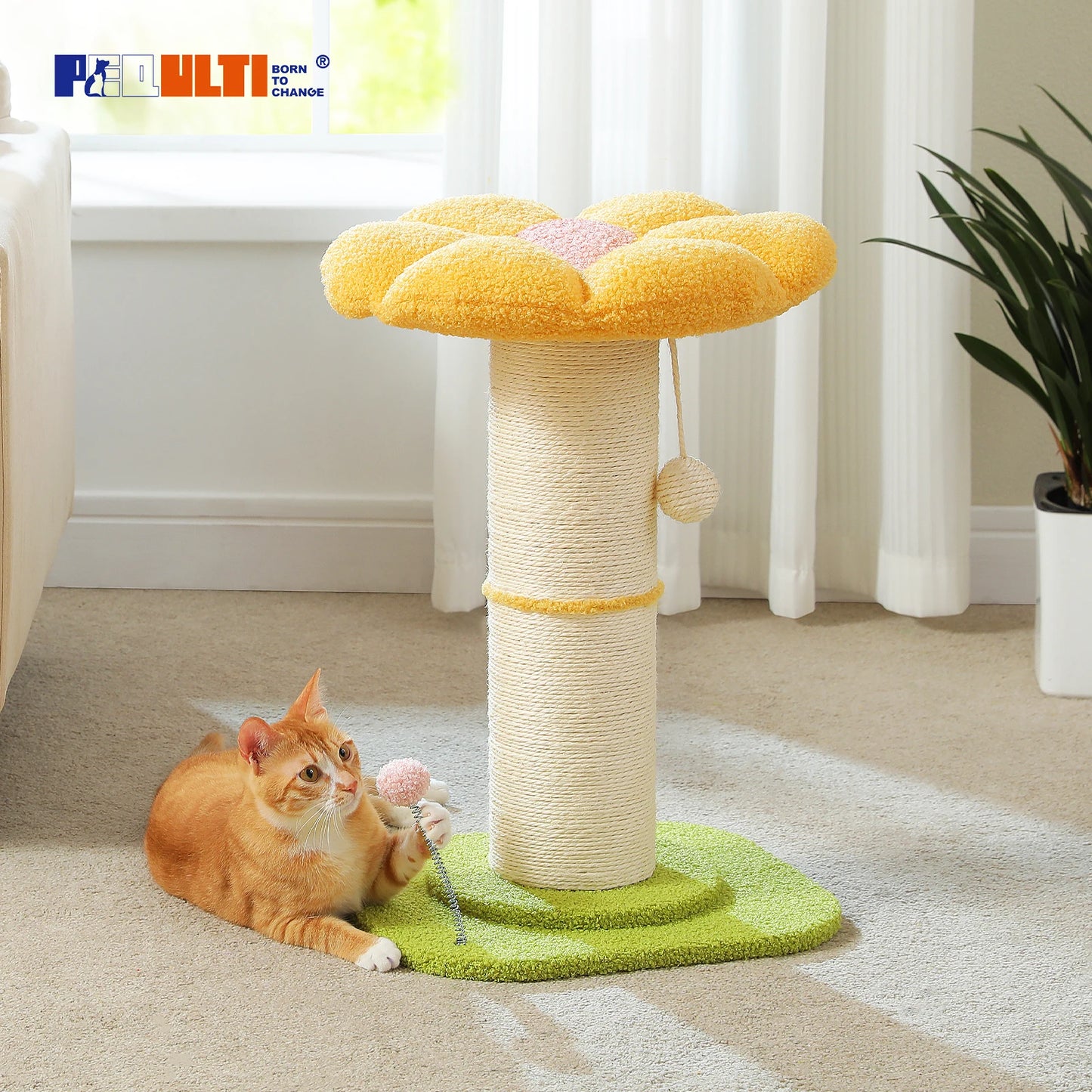 PEQULTICN Flower Cat Scratching Post Small Cat Tree Tower