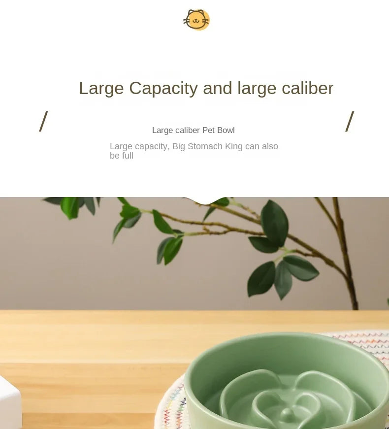 Ceramic Pet Slow Feeder Bowl For Cats And Small Dogs